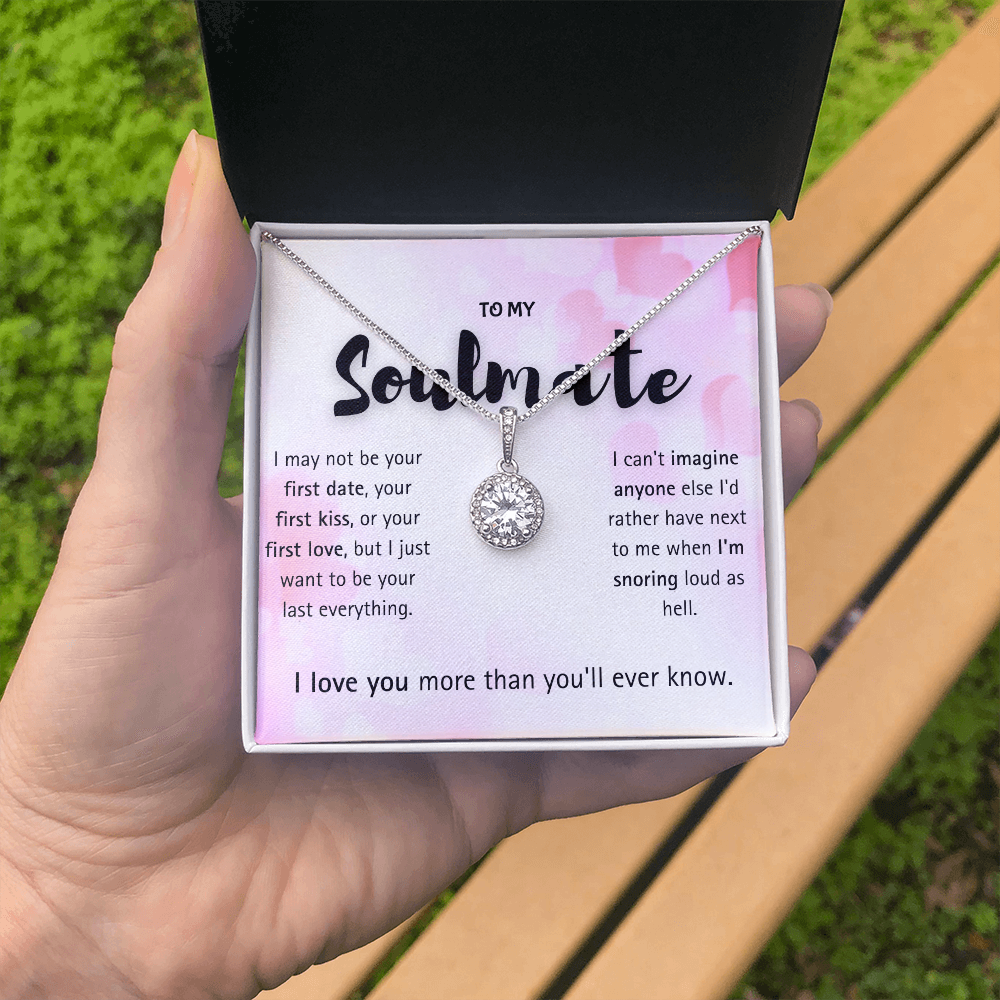 To My Soulmate Necklace for Women – Beautiful Soulmate Necklace Gift for Girlfriend, Wife, or Husband – Halo Pendant Necklace from Boyfriend or Husband – Romantic Birthday Gift for Her