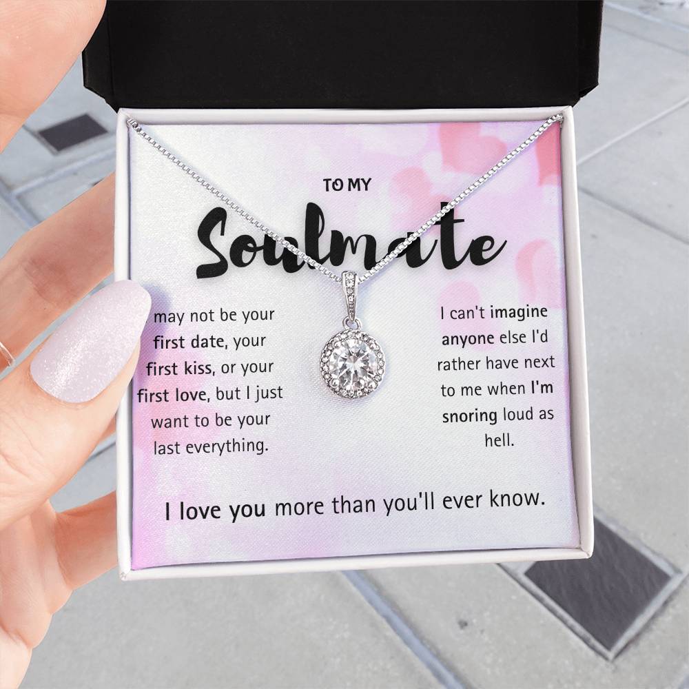 To My Soulmate Necklace for Women – Beautiful Soulmate Necklace Gift for Girlfriend, Wife, or Husband – Halo Pendant Necklace from Boyfriend or Husband – Romantic Birthday Gift for Her