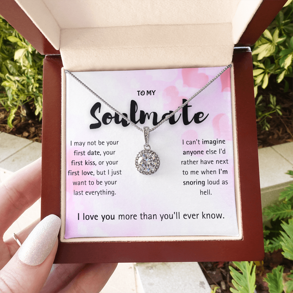 To My Soulmate Necklace for Women – Beautiful Soulmate Necklace Gift for Girlfriend, Wife, or Husband – Halo Pendant Necklace from Boyfriend or Husband – Romantic Birthday Gift for Her