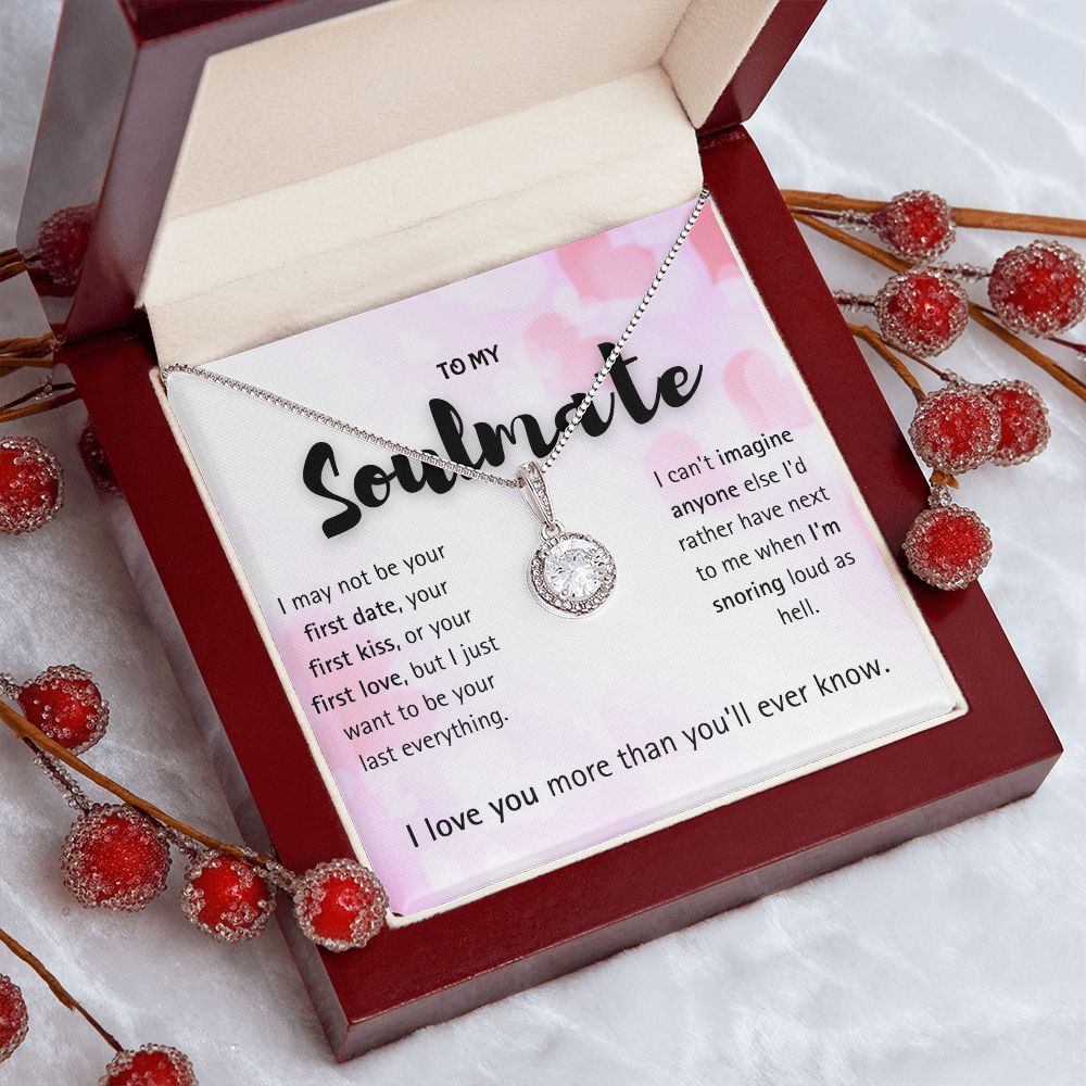 To My Soulmate Necklace for Women – Beautiful Soulmate Necklace Gift for Girlfriend, Wife, or Husband – Halo Pendant Necklace from Boyfriend or Husband – Romantic Birthday Gift for Her